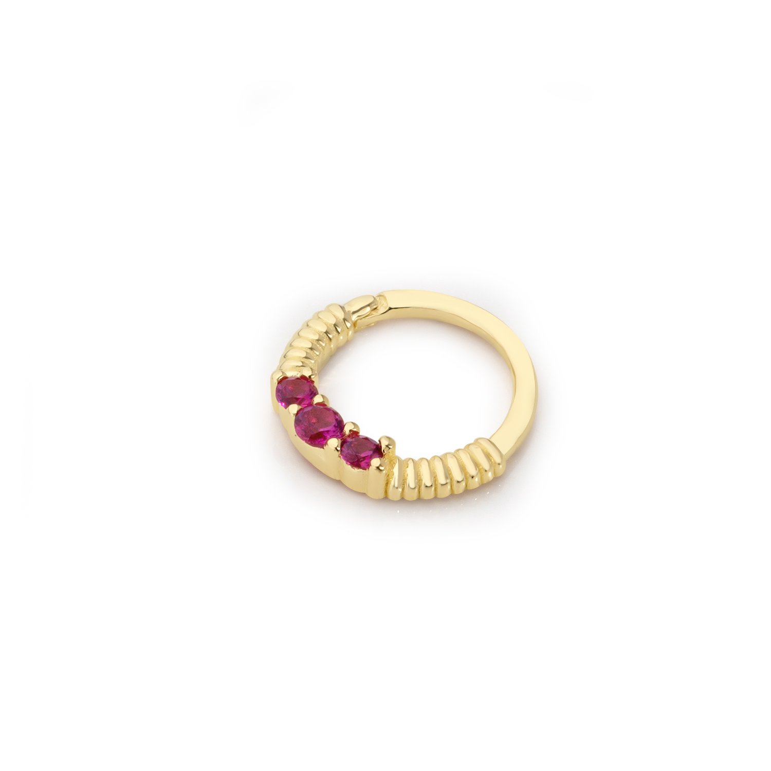 İşleme Detaylı Kırmızı Taşlı Helix Piercing