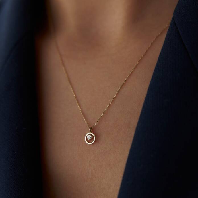 0.02 Ct Pırlanta Kalp Kolye - 1