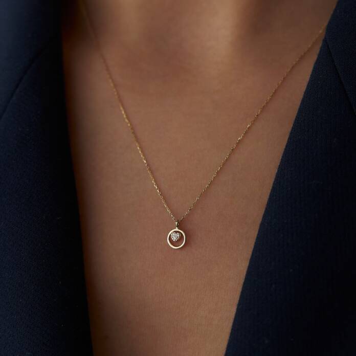 0.02 Ct Pırlanta Kalp Kolye - 2