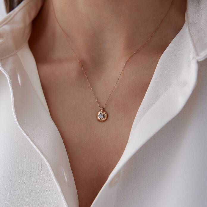 0.03 Ct Pırlanta Ball Star Kolye - 2