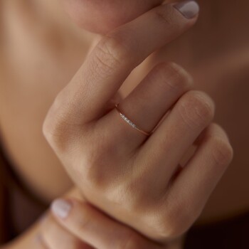 0.03 Ct Pırlanta Mini Beştaş Yüzük - 2
