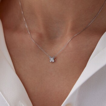 0.05 Ct Pırlanta Çiçek Kolye - 2
