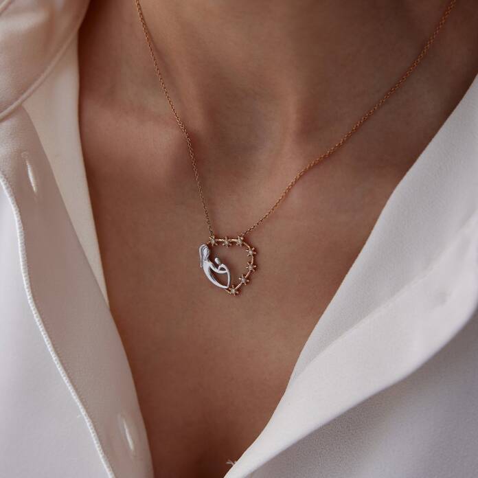 0.07 Ct Pırlanta Aile Kolye - 2