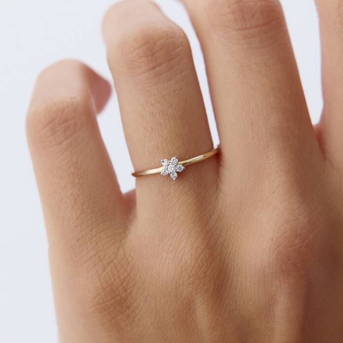 0.08 Ct Pırlanta Aşk Çiçeği Yüzük - 1