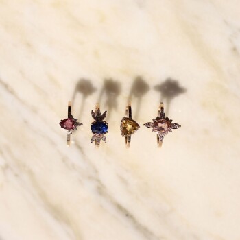 0.08 Ct Pırlanta Drop Princess Turmalin Yüzük - 4