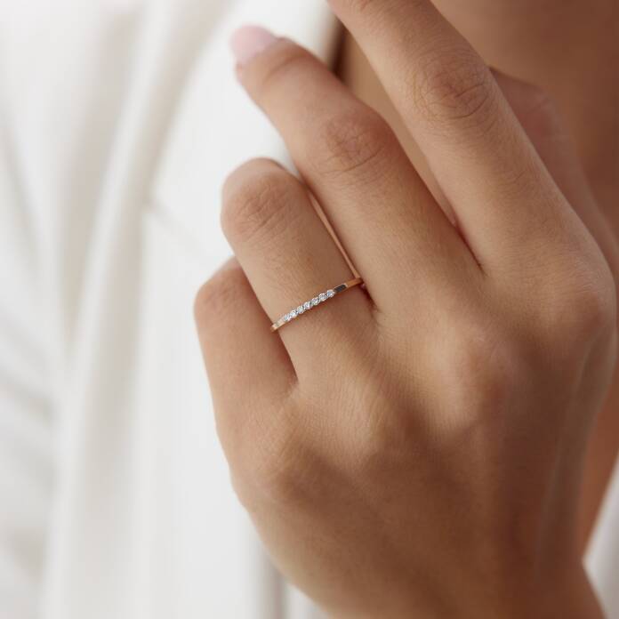 0.08 Ct Pırlanta Minimal Yedi Taş Yüzük - 4