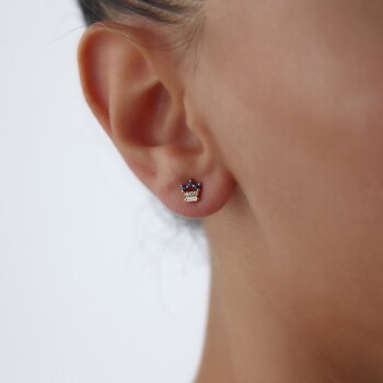 0.09 Ct Queen Pırlanta Küpe - 2