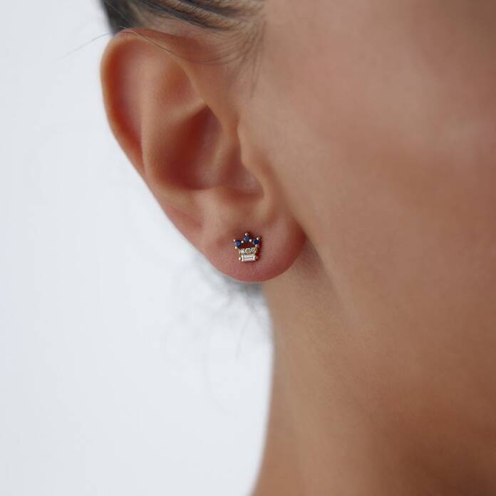 0.09 Ct Queen Pırlanta Küpe - 2