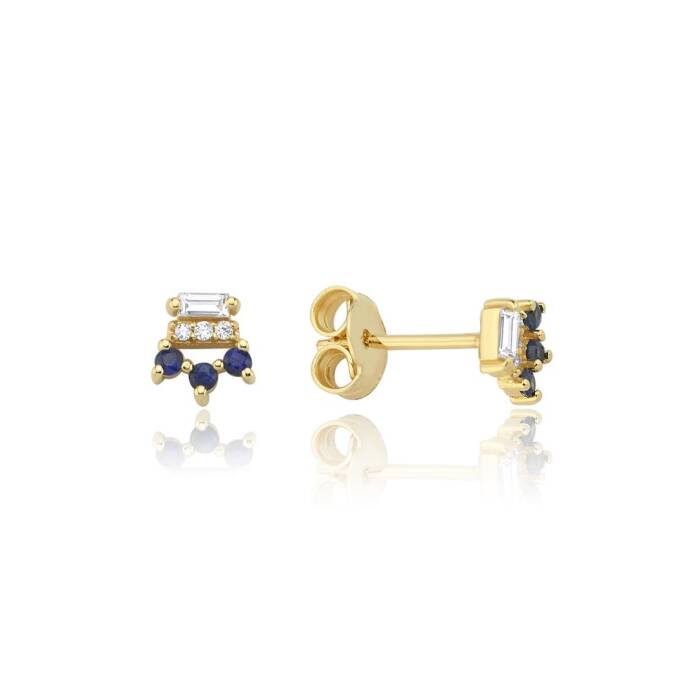 0.09 Ct Queen Pırlanta Küpe - 3