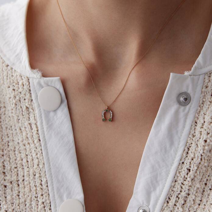 0.10 Ct Pırlanta Nal Kolye - 1