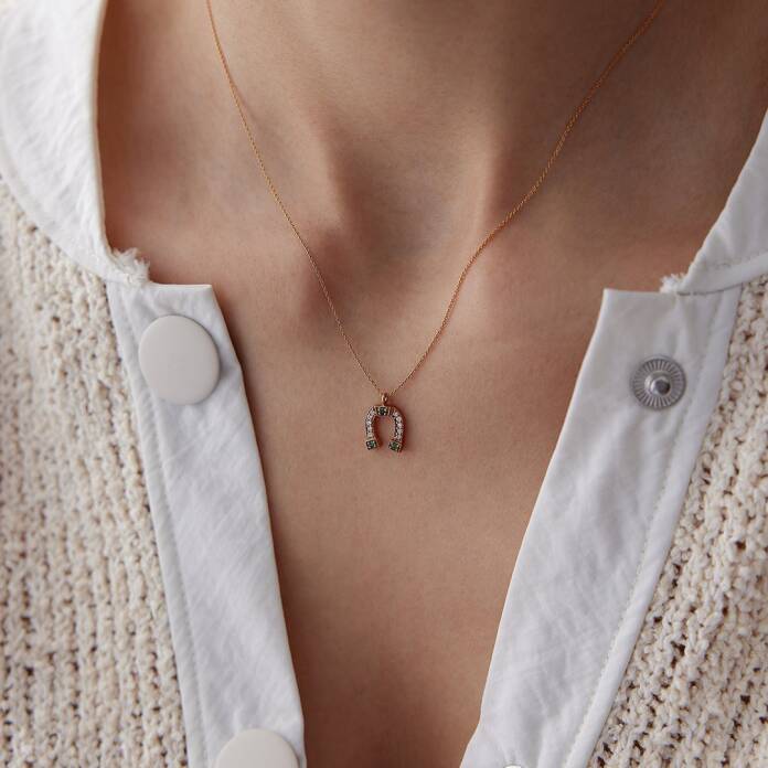 0.10 Ct Pırlanta Nal Kolye - 2