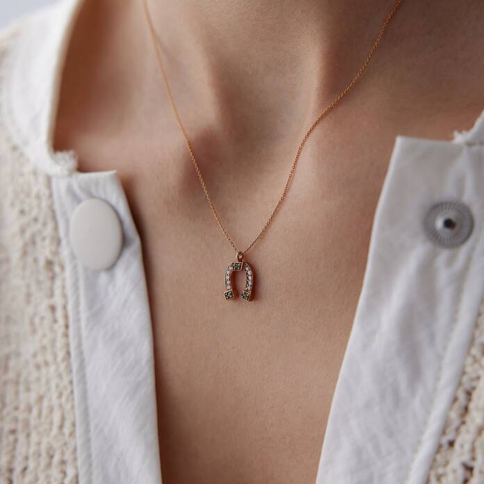 0.10 Ct Pırlanta Nal Kolye - 3