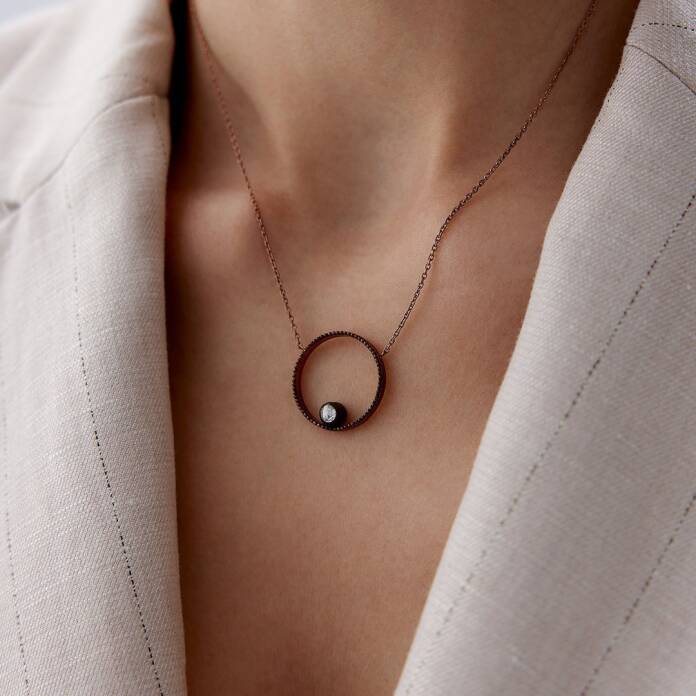 0.12 Ct Elmas Tektaş Circle Kolye - 2