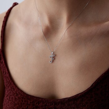 0.12 Ct Pırlanta Taşlı Harf Kolye - 3
