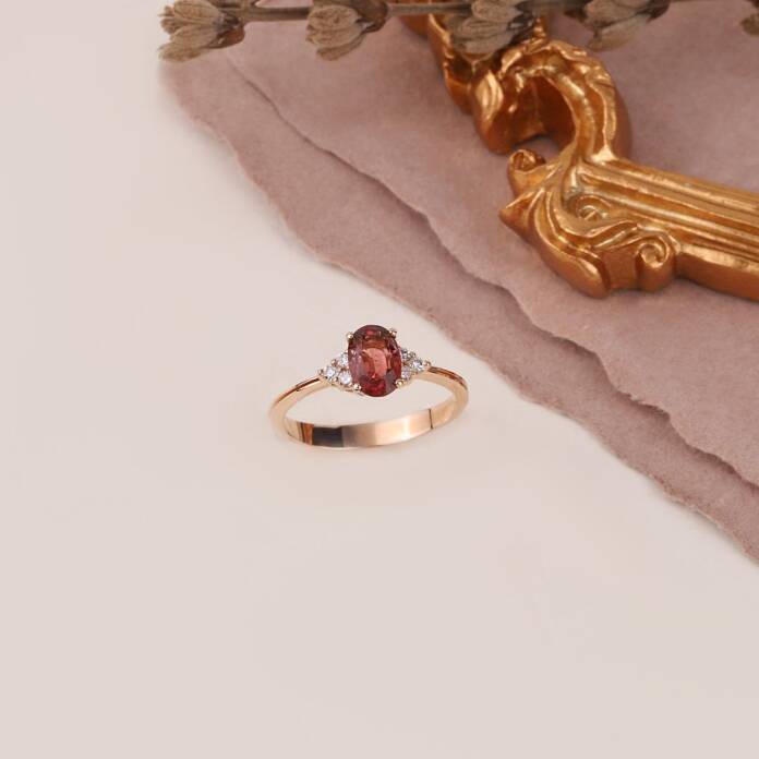 0.12 Ct Pırlanta Turmalin Taşlı Yüzük - 1