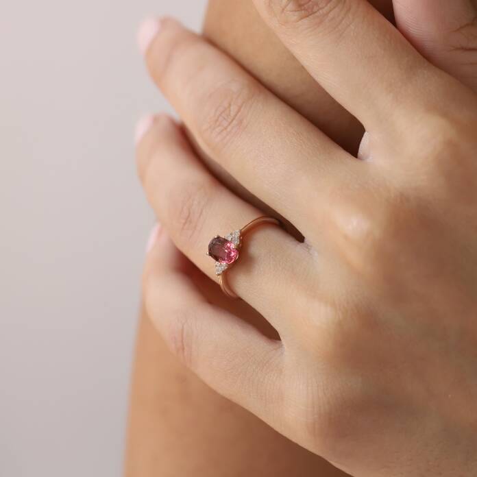 0.12 Ct Pırlanta Turmalin Taşlı Yüzük - 4