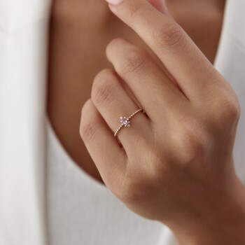 0.15 Ct Pırlanta Pembe Safir Aeden Yüzük - 2