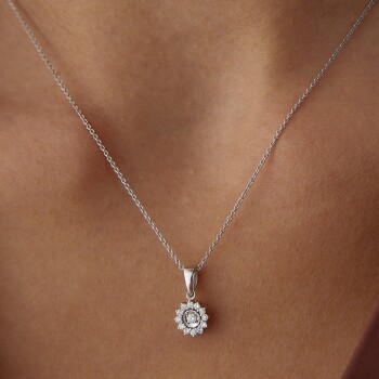 0.16 Ct Pırlanta Güneş Kolye - 1