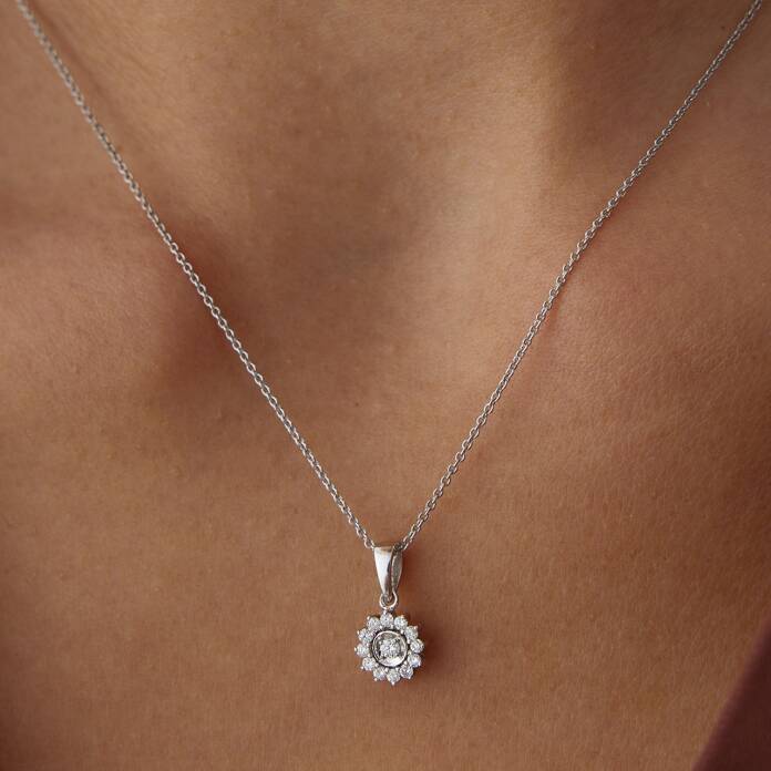 0.16 Ct Pırlanta Güneş Kolye - 1