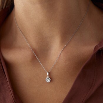 0.16 Ct Pırlanta Güneş Kolye - 2