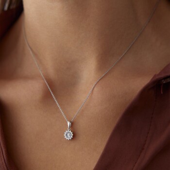 0.16 Ct Pırlanta Güneş Kolye - 4