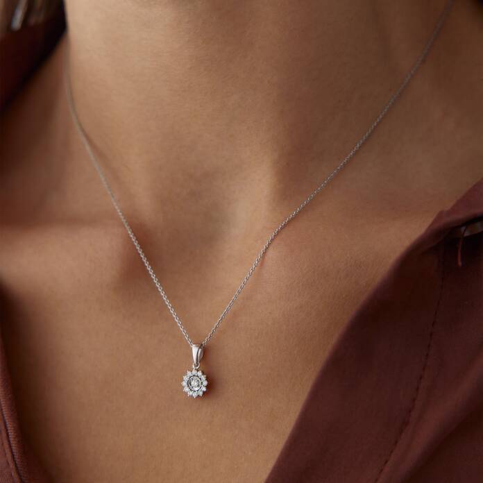 0.16 Ct Pırlanta Güneş Kolye - 4