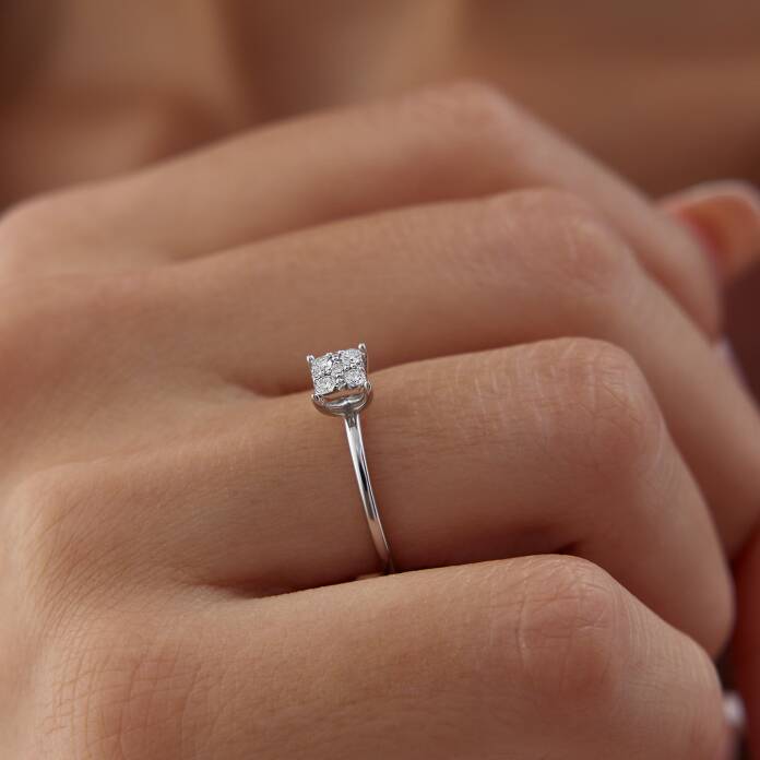 0.16 Ct Pırlanta Prenses Yüzük - 3