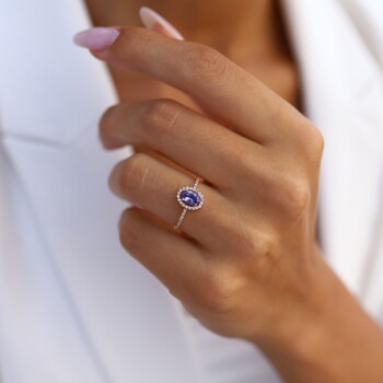 0.16 Ct Pırlanta Tanzantine Yüzük - 1