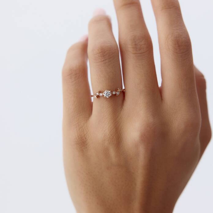 0.18 Ct Pırlanta Leaf Yüzük - 4