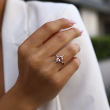 0.21 Ct Pırlanta Queen Morganite Yüzük - 2
