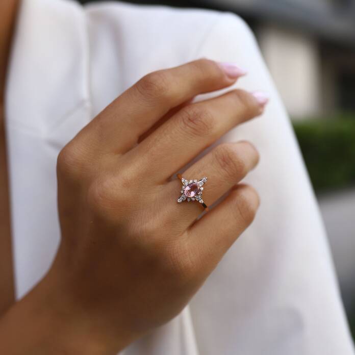 0.21 Ct Pırlanta Queen Morganite Yüzük - 2