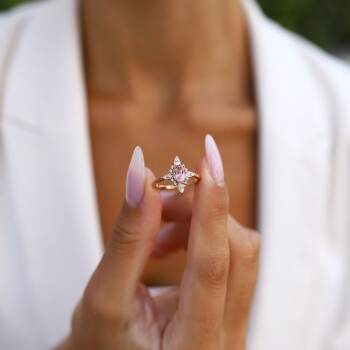 0.21 Ct Pırlanta Queen Morganite Yüzük - 3