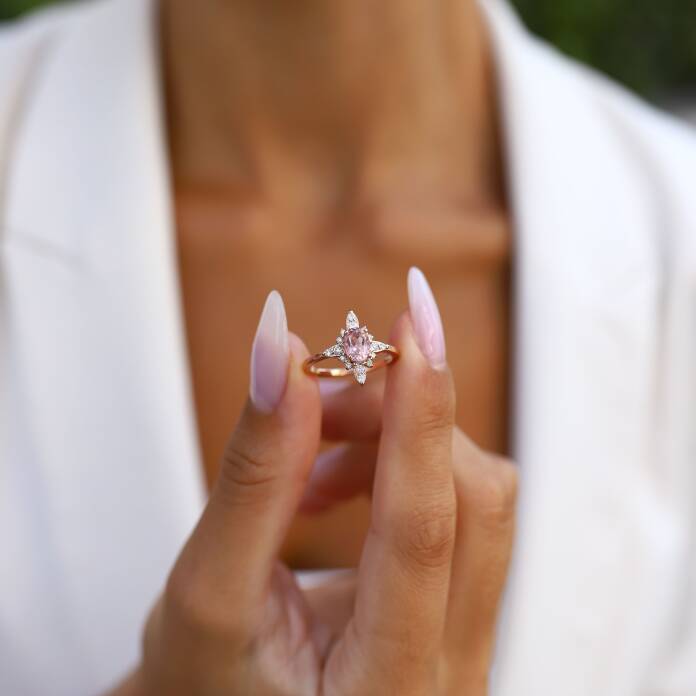 0.21 Ct Pırlanta Queen Morganite Yüzük - 3
