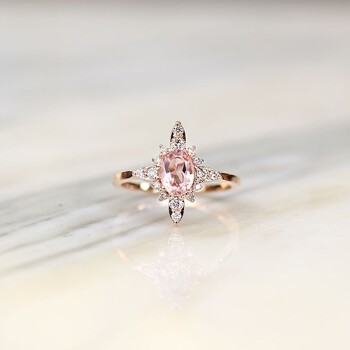 0.21 Ct Pırlanta Queen Morganite Yüzük - 4