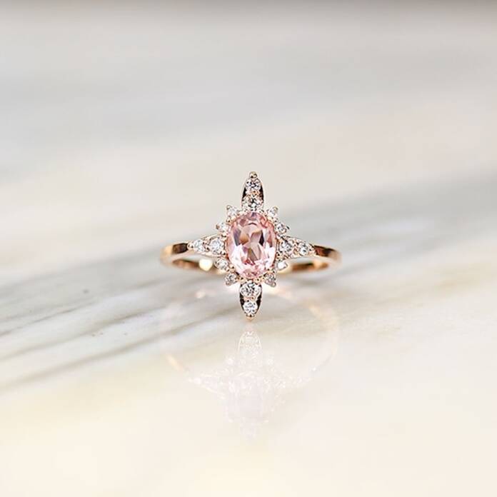 0.21 Ct Pırlanta Queen Morganite Yüzük - 4