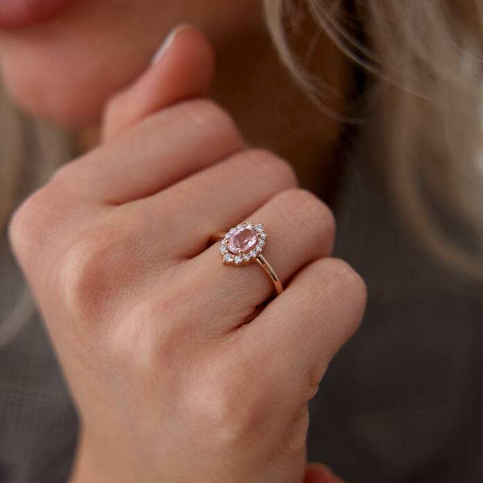 0.25 Ct Pırlanta Lotus Morganite Yüzük - 2