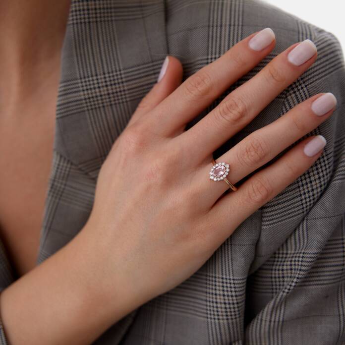 0.25 Ct Pırlanta Lotus Morganite Yüzük - 4