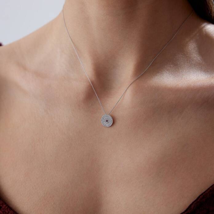 0.25 Ct Pırlanta Yakut Taşlı Çark Kolye - 1