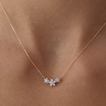 0.25 Ct Sıralı Papatya Pırlanta Kolye - 2