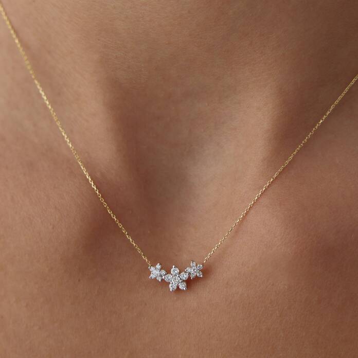 0.25 Ct Sıralı Papatya Pırlanta Kolye - 2