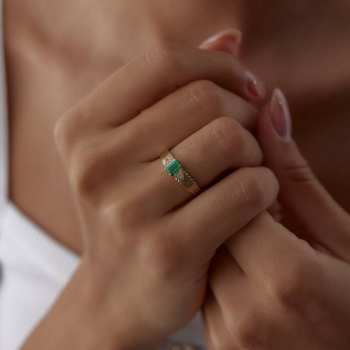 0.27 Ct Zümrüt Troy Pırlanta Yüzük - 1