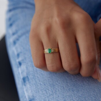 0.27 Ct Zümrüt Troy Pırlanta Yüzük - 3