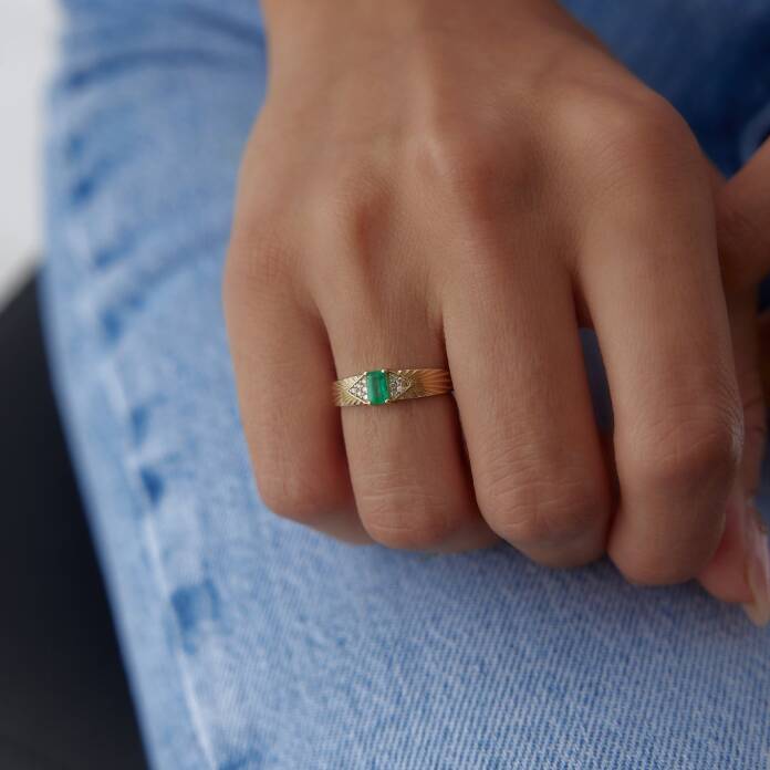 0.27 Ct Zümrüt Troy Pırlanta Yüzük - 3