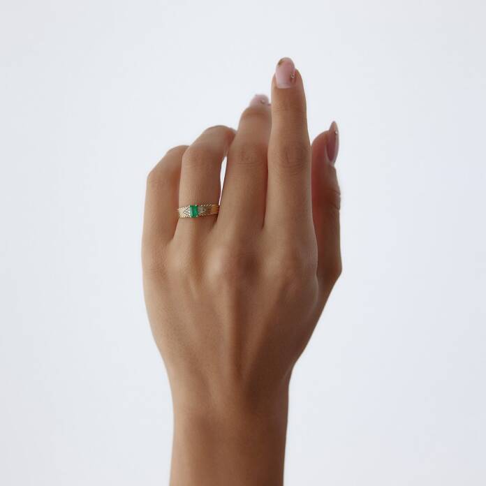 0.27 Ct Zümrüt Troy Pırlanta Yüzük - 4
