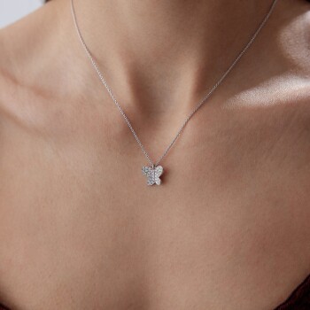 0.28 Ct Pırlanta Kelebek Kolye - 1