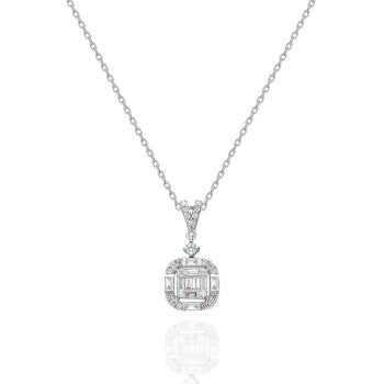 0.30 Ct Pırlanta Mu Kare Baget Kolye - 3