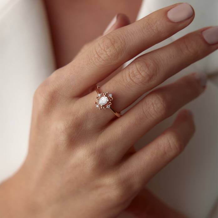 0.30 Ct Pırlanta Oval Taşlı Yüzük - 4