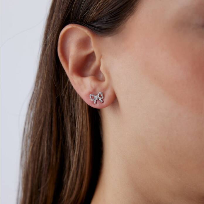 0.30 Ct Pırlanta Taşlı Fiyonk Küpe - 1