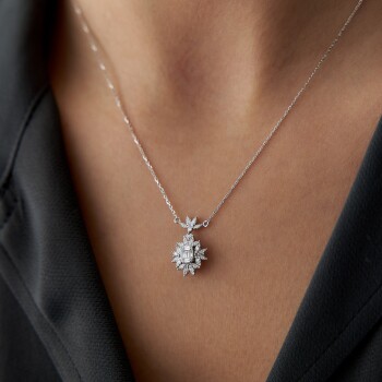 0.32 Ct Pırlanta Pi Baget Kolye - 2