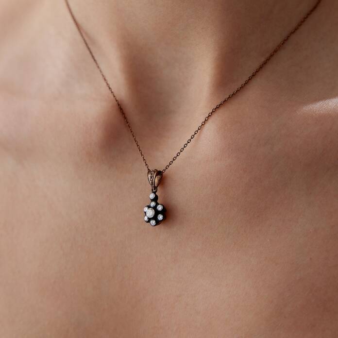 0.36 Ct Elmas Mini Gül Kolye - 3